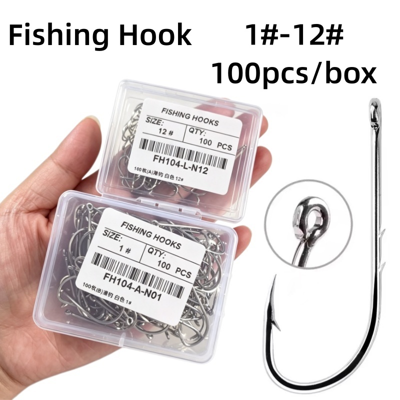 Fishing Hook Offset - 100 peças/caixa Anzol de Pesca com